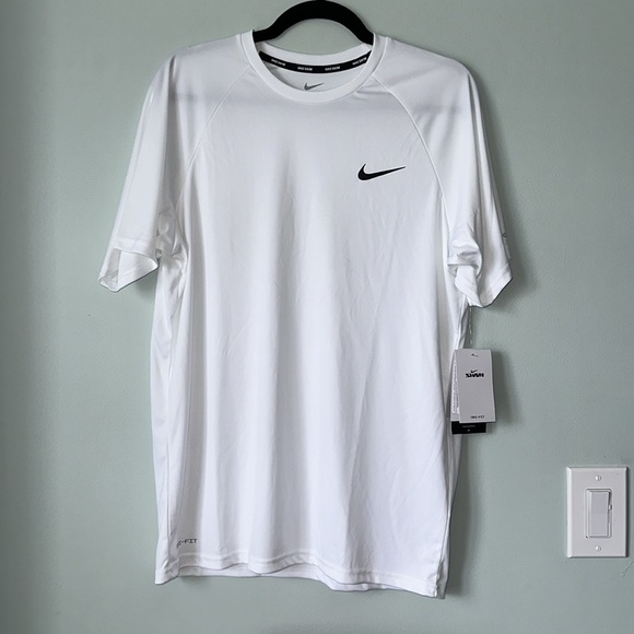 NIKE Men’s Dri-Fit UPF 40+ Hydroguard Swim Shirt White Medium - Picture 2 of 9